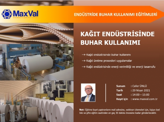 152. EĞİTİM(WEBİNAR 28)-KAĞIT ENDÜSTRİSİNDE BUHAR KULLANIMI, ENERJİ VERİMLİLİĞİ VE ENERJİ TASARRUFU